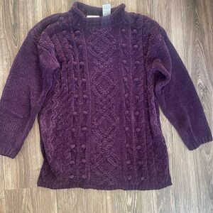 Lauren  Brooke vintage 90s hand knitted Cie Internationale Purple Cableknit Med
